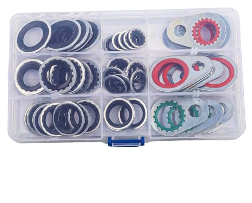 Set di guarnizioni per compressore A/C, 60 pezzi, 9 pezzi, in metallo, con guarnizione in gomma, assortite, per riparazione di sistemi di climatizzazione automobilistici, ricambi Plus