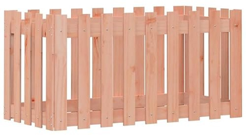 Diseño de valla de listones de 100 x 50 x 50 cm de madera maciza de Douglas (sin tratar), duradera y natural para el cuidado del jardín, perfecta para cultivo de verduras y parterres