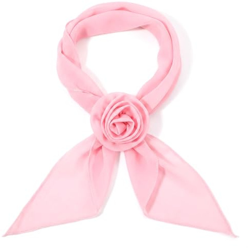 Yolev Chiffon Polka Dot Scarf for Women Removable Rose Flower Neck Scarf Soft Bandana Square Handkerchief Vintage Polka Dot Neck Scarf Versatile Headband Scarf for Women