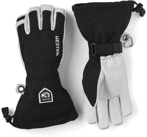 Hestra Heli Ski 5-Finger Handschuhe Skihandschuhe Fingerhandschuhe Damen/Herren - mit Futter, Klettverschluss, Klettverschluss Winter Herbst-Winter - 9 HS schwarz