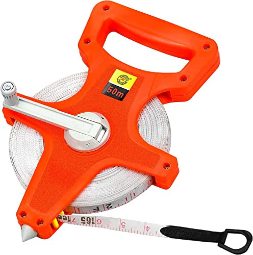 Open Case Fibreglass Surveyors Measuring Tape 50m Long Reel 50 Meters T9