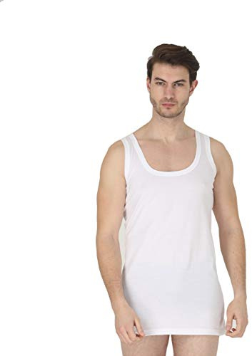 Pack of 3 Mens 100% Cotton Singlet Vests Underwear (Large, White)