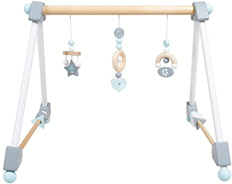 roba Trä Baby Lekbåge miffy® - Lektrapets med 3 Hängande Prydnader och Snurrbara Former - Stabil Babygym- Natur / Pastellfärger