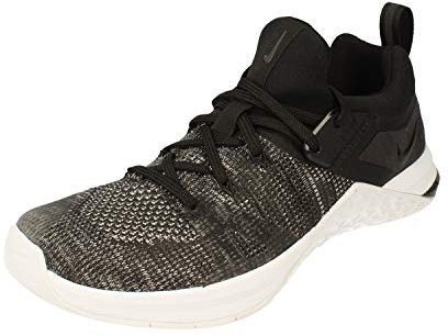 NIKE Womens Metcon Flyknit 3 Running Trainers AR5623 Sneakers Shoes (UK 5.5 US 8 EU 39, Black Matte Silver White 001)