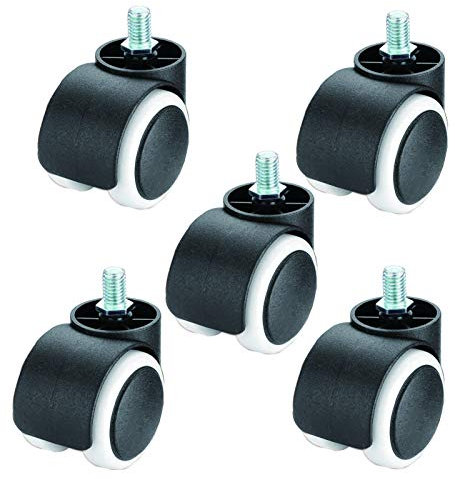 5 Pezzi Rotelle Per Sedia Da Ufficio Ruota Di Ricambio In Plastica Di Nylon,Gambo Filettato M10x15mm Ruota Sedia Da Ufficio Girevole Senza Graffi,Per Sedie Girevoli,Mobili,2 Pollice