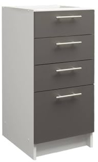 JD Greta Fixed Height 400mm Kitchen Drawer Base Cabinet Floor Unit (Without Worktop) – Dark Grey Matt