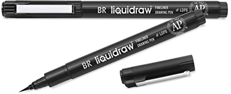 Liquidraw Black Brush Pen | Waterproof & Fadeproof Calligraphy Pen for Artists, Architects & Designers | Fineliner for Drawing, Sketching, Illustrations & Lettering | Smooth Ink Flow for Creative Work