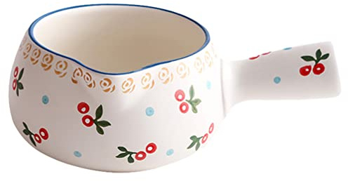 1pc Strawberry Milk Pan Ceramic Cooking Pot Milk Boiling Pot Chess Melt Warmer Ceramic Saucepan Butter Melting Cooking s Kitchen Baby Single Handle