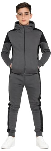 SKT Boys Tracksuit Hooded Hoodie Bottom Jogging Suit Joggers kids Age 7 8 9 10 11 12 13 Years (7-8 Years, Steel)