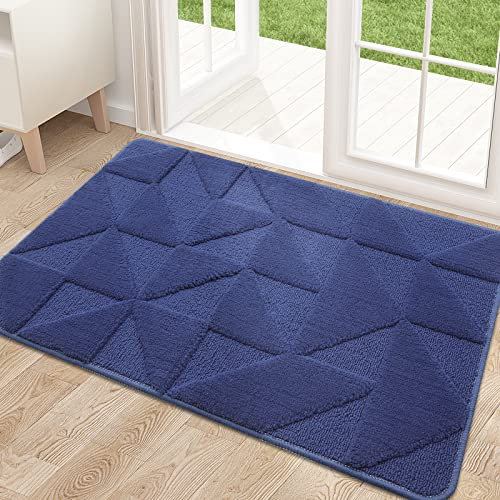 Homaxy Door Mats Indoor, 50 X 80 cm, Machine Washable Inside Door Mat, Dirt Trapper Soft Doormats, Super Absorbent Entrance Rug, Non-slip Floor Mat For Front Back Door, Pets and Dogs (Navy Blue)