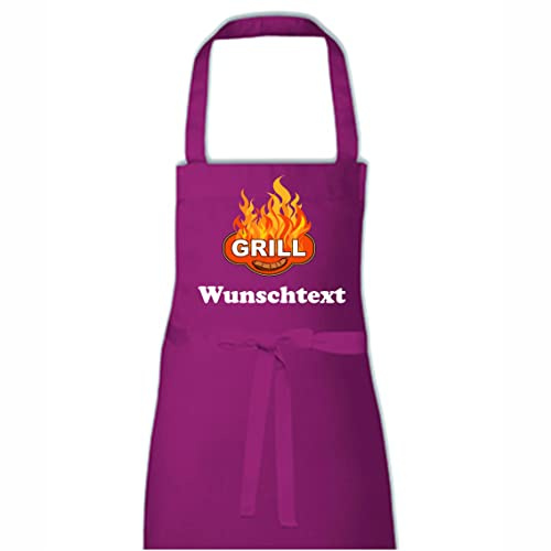 INDIGOS UG - Tablier - Tablier de barbecue - texte personnalisé - barbecue flammes - nom au choix - BBQ - fête - t-shirt amusant - carnaval - loisirs - football, bordeaux, XL