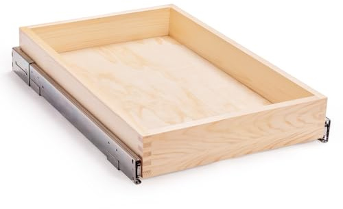 Mulush 16”W x 21”D x 3‘’H Soft Close Slide Out Wood Drawer Organizer for Kitchen, Finished, (Cabinet Opening>17.5 inches for Bottom Assembly, Opening= 17 inches for Side Assembly)