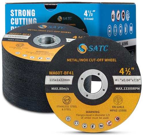 SATC 115mm Cutting Discs 50-Peice for Angle Grinder Durable Metal Cutting Disc Ultra Thin 1mm for Fast & Precise Cutting of Steel, Iron, Aluminum, & Ferrous Metals