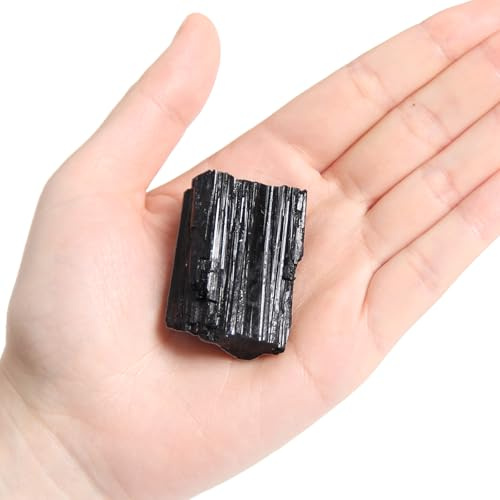 1 Pezzo Tormalina Nera Grezza, 50-70 grammi, Pietra Naturale di Tormalina Nera, Minerali Grezzi, Pietra Grezza Naturale Cristalloterapia, Cristalli Decorativi