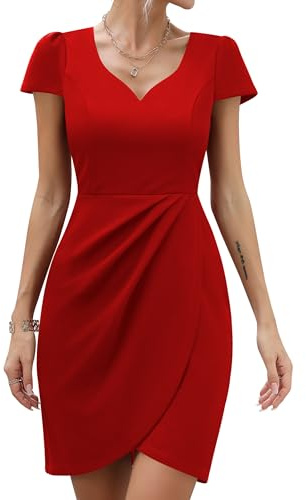 Missufe Dam cocktailklänning festklänning bröllopsgäst omlottklänning miniklänning bodycon elegant sommarklänning figurnära snäva klänningar