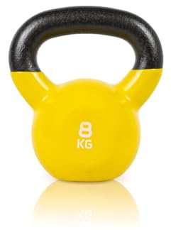 RUSTER Kettlebell Studio 8kg. Pesa Rusa recubierta de Vinilo, Mango Ergonómico, Base Estable, Entrenamiento Funcional, Fitness en Casa.
