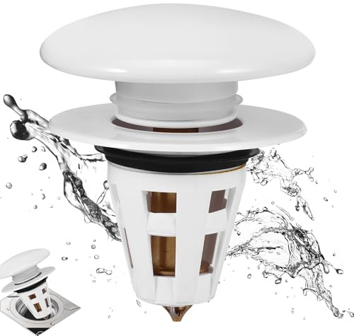 PZJFH Badewannenstöpsel Pop Up aus Keramik, Universal Abflussstopfen mit Haarfänger, Ø 34–40 mm, einfache Montage, geeignet für Waschbecken & Badewanne