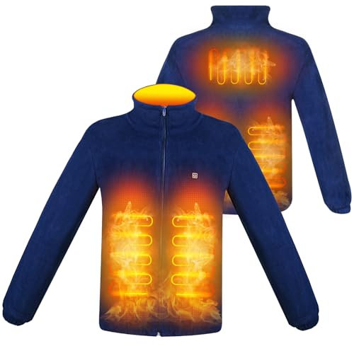 TOUVE Beheizte Jacke, Polarfleece-Heizjacke Beheizbare Weste Heated Jack für Damen Herren, Prämie Beheizbare Jacke, 3 Einstellbar Temperatur Elektrischer Beheizte Weste(Enthält keine Powerbank)