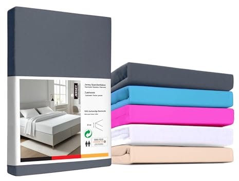 UNIVERSEL Spannbettlaken aus Baumwolle & Jersey – Premium-Komfort für Jede Matratzengröße (90x200cm, 140x200cm, 180x200cm) (Anthrazit, 140x200x30)