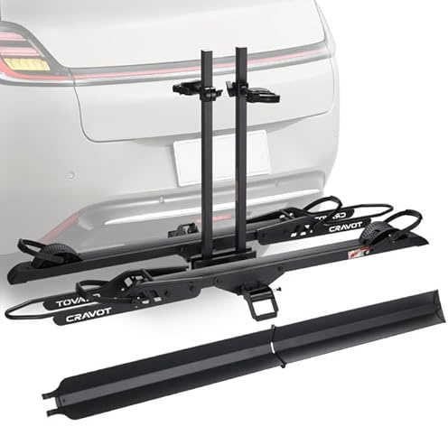 CRAVOT CyberRack E2 Plus EBike Rack with Ramp, 3Positions Foldable, 200 lbs Capacity Heavy Bike Rack Carrier for 2 E-Bike, Foldable Bike Racks for Tow Hitch Up to 5-in Fat Tire 2'' Receiver