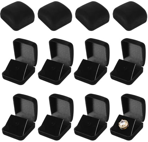 12 Pcs Black Velvet Challenge Coin Presentation Display Box Velvet Gift Box Single Lapel Badge Display Holders with Stereo Display Cardboard for Christmas Wedding Engagement Birthday Anniversary