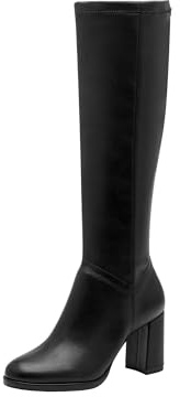 Tamaris Femme Damen Long Boot Heel 1-25553-45 Botte Haute Jusqu'au Genou, Noir Mat, 41 EU
