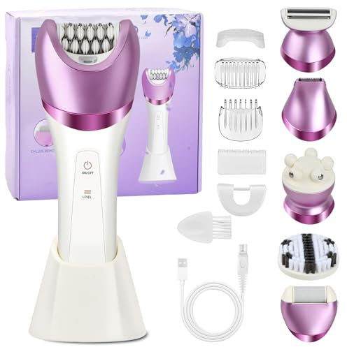 Rasoio Elettrico Donna, 6 In 1 Rasoio Donna Inguine, Depilatore Corpo Donna IPX7 Impermeabile, Rasoio Epilatore Donna Rasoio Intimo Donna, Epilatore Elettrico Indolore per Braccia Zona Bikini