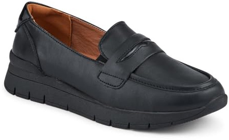 Pavers Heeled Leather Penny Loafers - Black Size 5