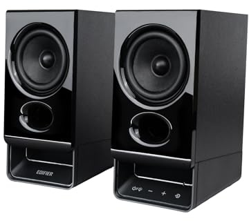 Edifier R20BT Computer Speakers, 2.75 Full-Range Drivers, Bluetooth 6.0, Touch Controls, AUX & USB-C Inputs, Headphone Jack, Custom Ambient Light & Sound Profiles via APP - Black