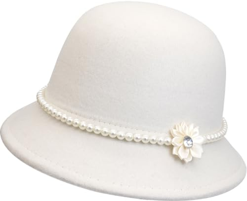 Lynmquober Vintage Cloche Hat 1920s Fedora Felt Bowler Hat for Women