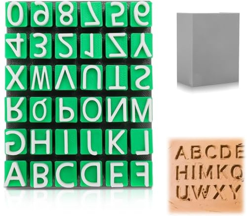 Versalbokstäver stämplar för lera, 36 st djupt graverade 3D alfabet stämplar set för keramik keramik kaka dekoration och kakdesign hållbar lera brevstämplar för gör-det-själv-hantverk