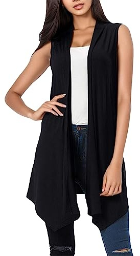 Cardigan Donna Primaverile Lungo Senza Maniche con Orlo Asimmetrico Gilet Estivo Elegante Curvy Coprispalle Leggero Traspirante Casual per Casa Lavoro Cerimonia,