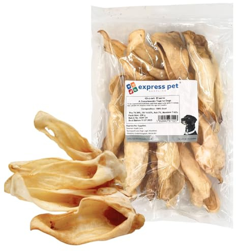 250 g di orecchie di capra naturale ipoallergenico cane trattamento masticare basso contenuto di grassi/odori