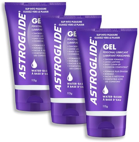 Astroglide Water Based Lube (4oz), Gel Personal Lubricant, Stays Put with No Drip (Pack of 3)
