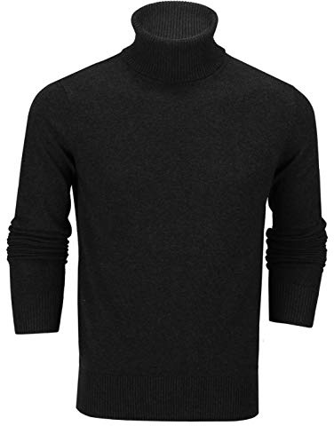 Xposed Mens Roll Neck Jumper Soft Cotton Fine Knitted High Turtle Polo Pullover Top[JUMPER-G1808,3XL,Black]