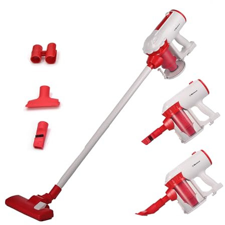 Belaco Corded Upright vacuum cleaner 600W white & red 3 in 1 Stick handheld vacuum cleaner bagless HEPA and Multi cyclonic function portable and light weight