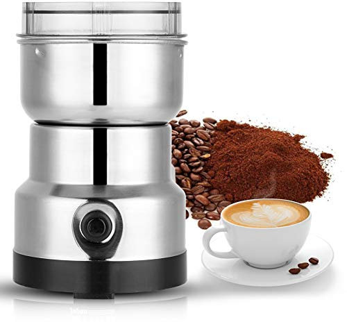 Gewürz und Kaffee Mühle, Elektrische Kaffee-und Gewürzmühle, Edelstahlbehälter, Elektrische Kaffeemühle mit Edelstahl Schlagmesser, für Kaffeebohnen Nüsse Gewürze Getreide