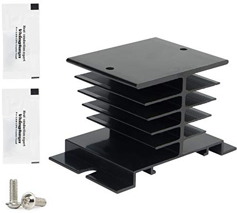 CGELE 1PCS Aluminum Heat Sink SSR Black Radiator Dissipation for Single Phase Solid State Relay 10A,25A,40A…