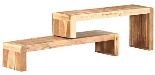 vidaXL Akazienholz Massiv TV Schrank 2-TLG. Industriestil Lowboard TV Möbel Board Tisch Sideboard Fernsehtisch Fernsehschrank HiFi-Schrank