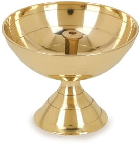 Zap impex Lámpara de aceite de latón tradicional de latón profundo Diya India Diwali Puja lámpara Akhand Diya (1)