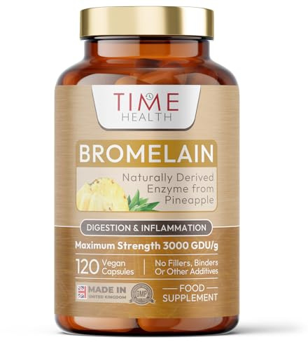 Bromelain Capsules - High Strength 3000 GDU - Highly Dosed 500mg per Capsule - Naturally Derived from Pineapple - UK Made - Zero Additives - Vegan - Pullulan - 120 Capsules