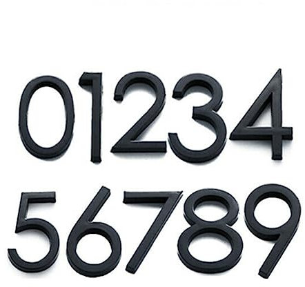 10er Set Selbstklebend Glänzend 3D Hausnummer Türschild Schild Outdoor Hotel Zimmernummer Schwarz 0 bis 9 (Schwarz) für Haus Briefkasten Wohnung Hotel