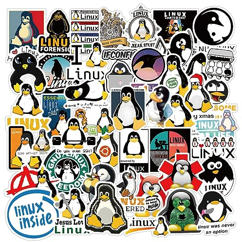 Linux-klistermärken 62 st arbetsdekaler estetiska vattentäta vinylpaket klistermärken för vattenflaska laptop barn vuxna tonåringar flickor telefon skateboard gör-det-själv dekorativa tillbehör