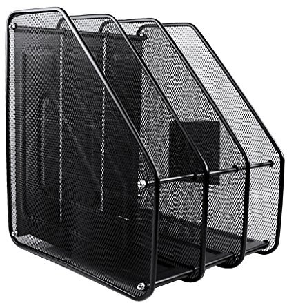 Stehsammler Metall Zeitungsständer Schwarz 3 Fächer Zeitschriftensammler Magazinständer Schreibtisch Stehordner Archivsammler Organizer Manager Robuster Metallgeflecht Buchstütze