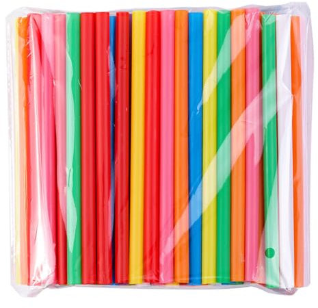 Lot de 100 Pailles Réutilisables pour Cocktail, Boissons Froides, Milkshakes, Jus