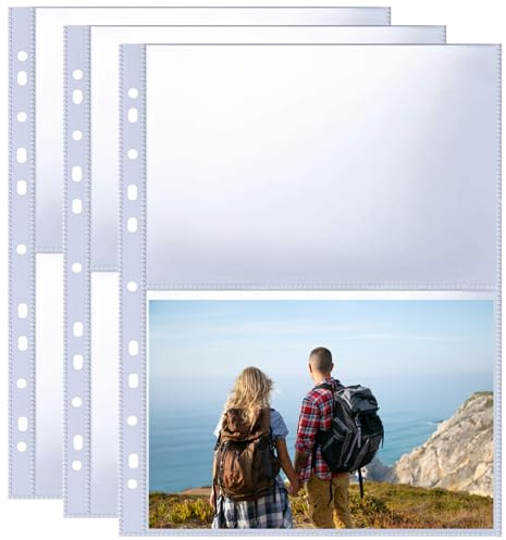 40 Paquetes de 160 Fundas para Fotos A4 2/3/4,Fundas Transparentes para Tarjetas Postales,2 Compartimentos,Bolsillos de Doble Cara,Protección Lateral para Fotos,álbum de Fotos de Carga A5(21x15cm)