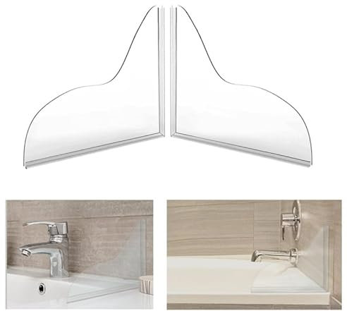 YANCAIYUNL Shower Splash Guard 2pcs Self Adhesive Bathtub Corner Splash Guard Clear Shower Water Sink Guard Preventing Water from Splashing for Bathtub for Washbasins, Bathtubs, Sinks Protect against