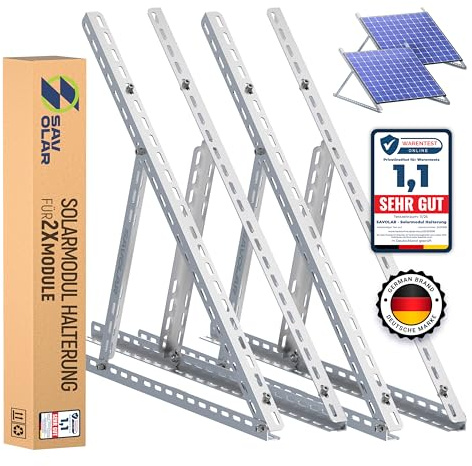 2 Sets SAVOLAR Solarmodul Halterung Balkonkraftwerk bis 117cm (46 Zoll) Winkel Einstellbar 0-90°, Robuste Neigungshalterungen für Balkonkraftwerk Halterung (2 Sets Solarmodul Halterung 46 Zoll)