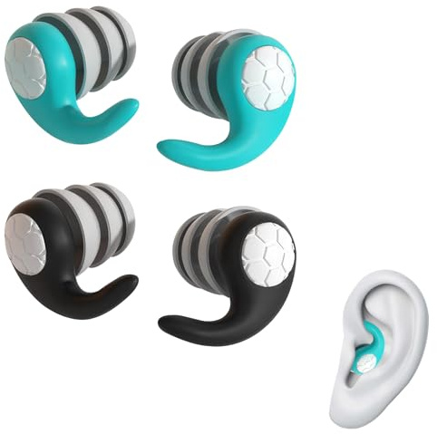 2 Pairs Swimming Ear Plugs for Adults, Waterproof & Reusable Silicone Ear Plugs Swimming for Snorkeling, Showering,Surfing, Diving,Pool(L)