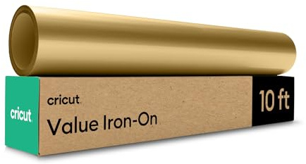 Cricut HTV Heat Transfer Vinyl | 3 m | Gold | Iron-On HTV Vinyl for Fabric, Perfect for Custom T-Shirts & DIY Clothing